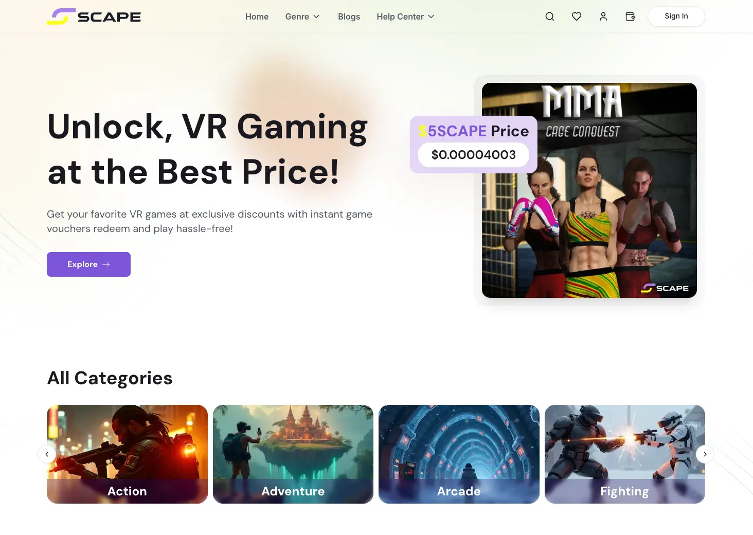VR Gaming Marketplace
